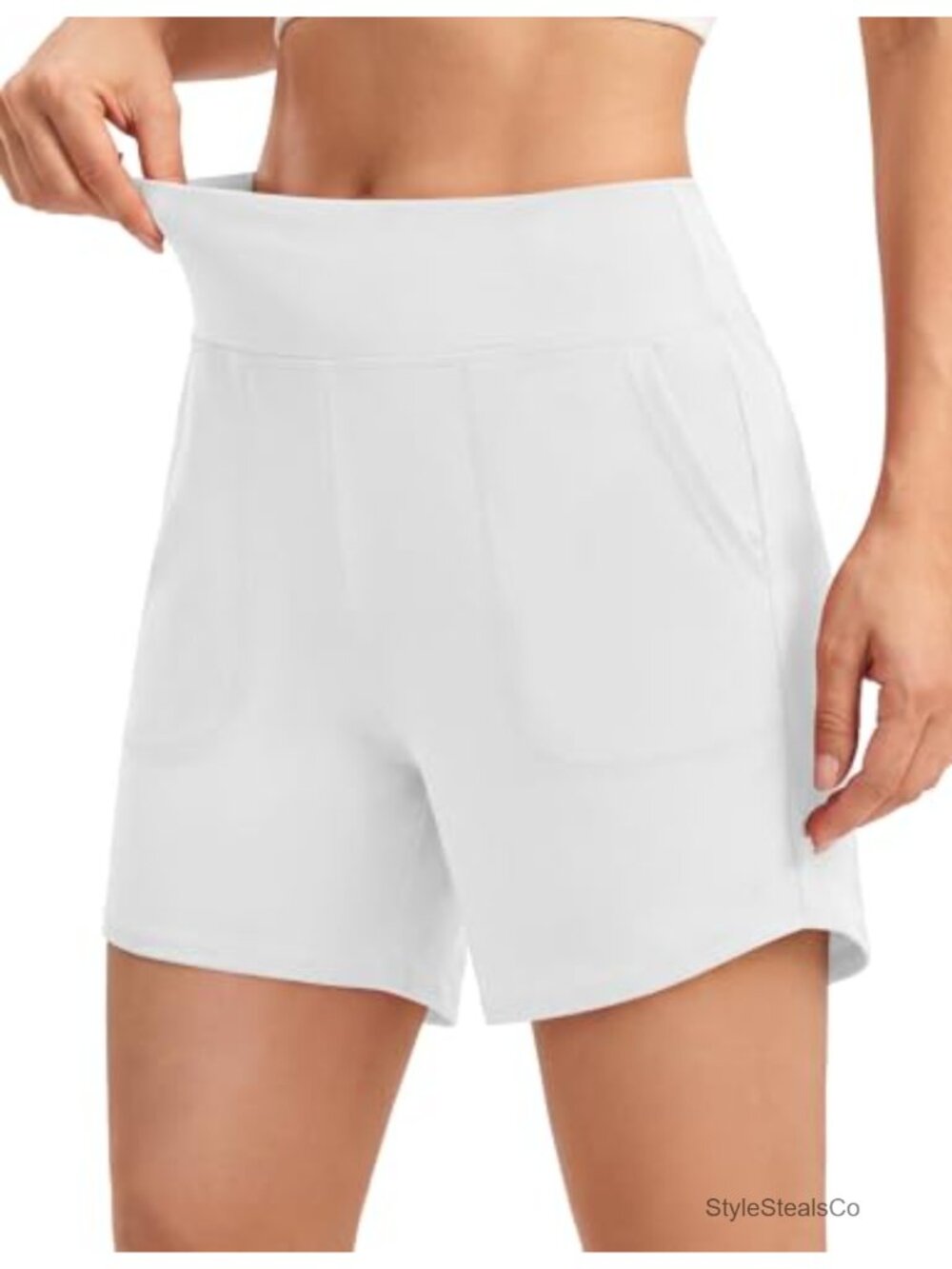 Women's High Waisted Athletic Shorts with Pockets 6" Stretchy Yoga Shorts